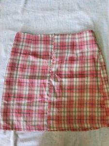 Pink Plaid Mini Skirt