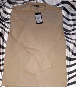 Zudio Men's Beige Textured Long Sleeve Top