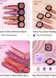 Combo Of 4 Plum Blushes &amp; Highlighters 2 Each