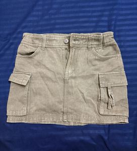 Khaki Cargo Mini Skirt