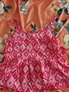 Pink Patterned Sleeveless Top