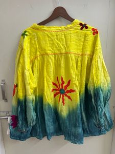 Vibrant Yellow Embroidered Kurta(Brand new )Fixed