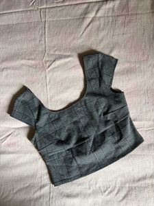 Grey Plaid Cropped Top- H&m