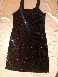 Elegant Blue Lace Dress and Black Shimmer D