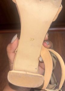 Stylish Tan Strappy Block Heels