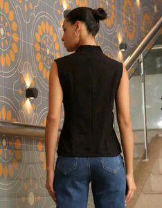 Shein tie up corset Elegant Black Sleeveless Top