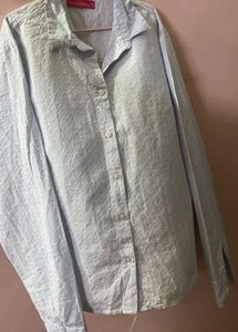Light Blue Textured Button-Up Shirt