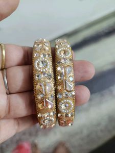 Gold Bangles with Embellishments