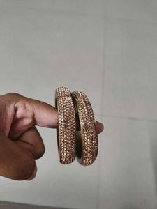Gold Tone Sparkle Bangle Set (Set of 2) ✨