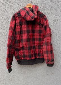 Red Plaid Hoodie Jacket
