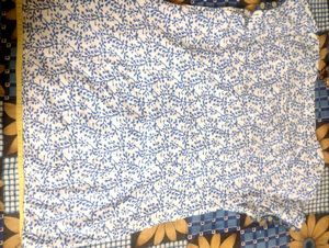 Patterned Blue &amp; White Top