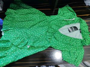 Green Polka Dot Wrap Dress
