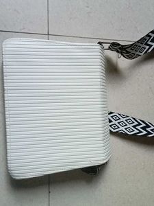White Textured sling Bag
