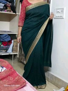 Elegant Green Saree with Gold Border