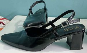 Elegant Black Patent Slingback Heels