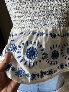 Smocked Peplum Tube Top