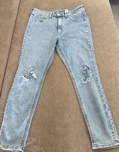high waist Light Wash Ripped Jeans