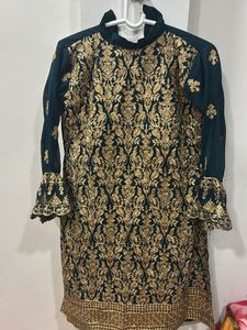 Embroidered Teal Kurta Set