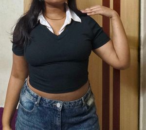 Colour Block Black Top