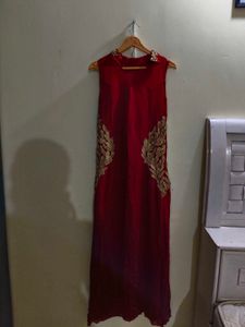 Elegant Maroon &amp; Gold  Stones with Embroidered Fro
