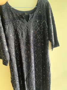 Elegant Navy Blue Embroidered Kurta