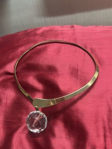 Elegant Gold hansli Choker with Crystal Pendant
