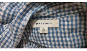 Blue Gingham Tie-Waist Tunic Top