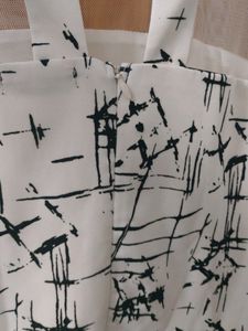 Off White Black Printed Branded Dress Knee Leng