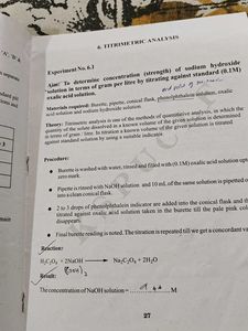 I PUC Chemistry Laboratory Work Book