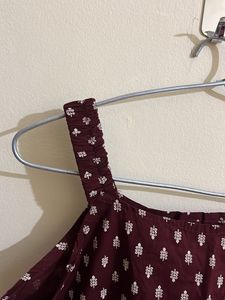 Maroon Printed Spaghetti Strap Top