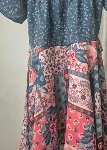 Boho Floral Print A line frock