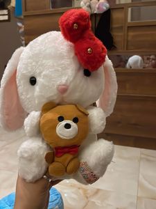 Cute Plush Bunny with Teddy Bear