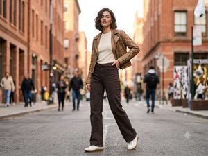 Stylish Brown Wide-Leg Jeans