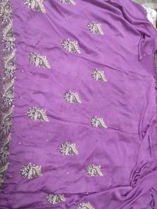 Elegant Purple Embroidered heavy Saree