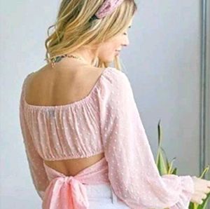 Chic Pink Puff Sleeve Crop Top