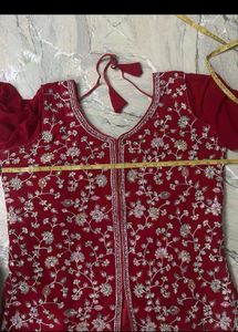 Red Embroidered Kurta Set with Dupatta