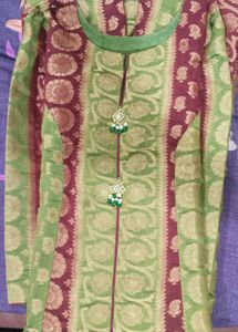 Elegant Green & Maroon Banarasi Silk Blend Salwar