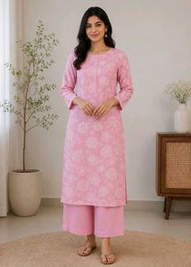 Pink Floral Kurta with Palazzo Set
