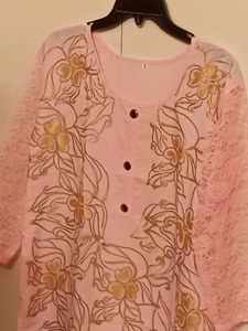 Pink Floral Embroidered Kurta