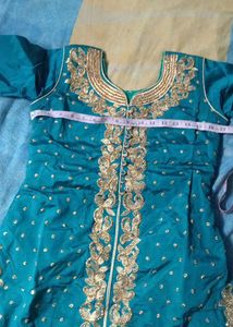 Elegant Teal Kurta Set with Gold Embroidery