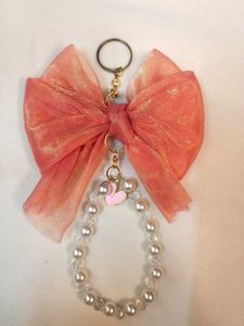 Cute Bow &amp; Pearl Charm Keychain