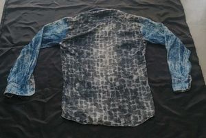 Men's Stylish Blue &amp; Grey Washed Shirt