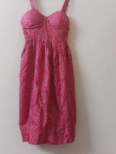 Pink Printed A-Line Summer Dress