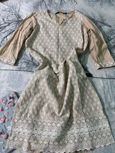 Elegant Beige Embroidered Kurta