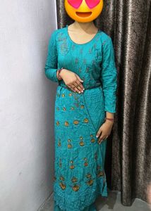 Beautiful Teal Kurta Set with Embellishments