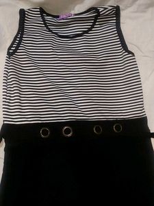 Striped Top &amp; Black Maxi Dress Combo
