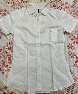 Classic White Short Sleeve Button-Up Shirt