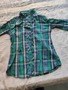 Green & Blue Plaid Button-Up Shirt