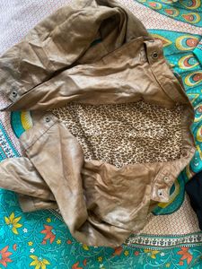 Stylish Snake skin Brown Faux Leather Jacket
