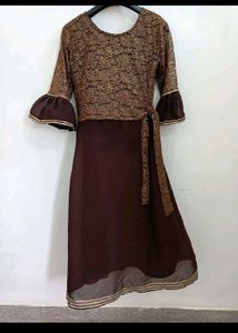Elegant Brown Lace Kurta
